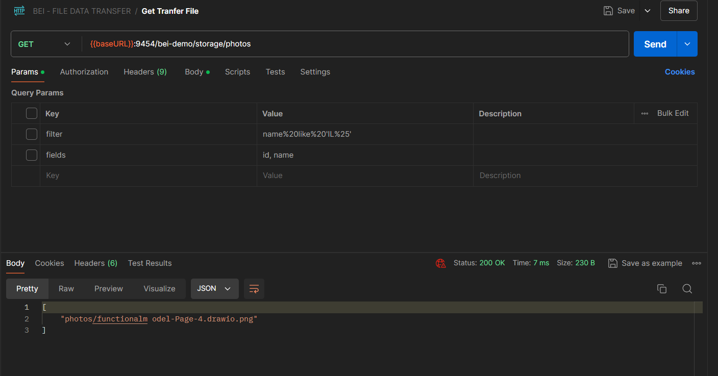BEI File Data Transfer List